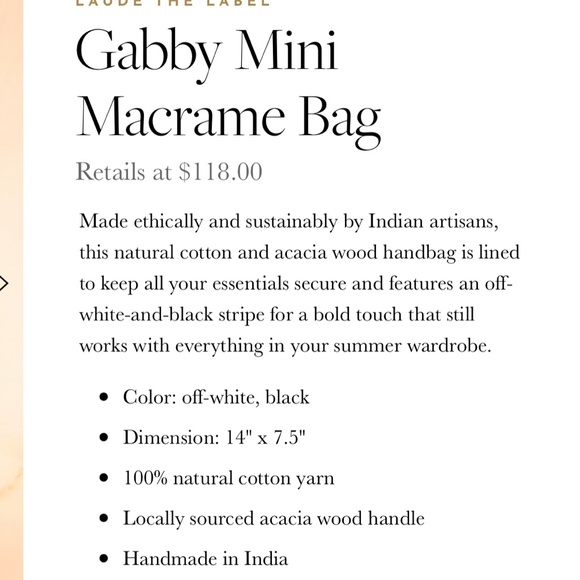 OO4 LAUDE THE LABEL Gabby Mini Macrame Bag NWT - Picture 5 of 5